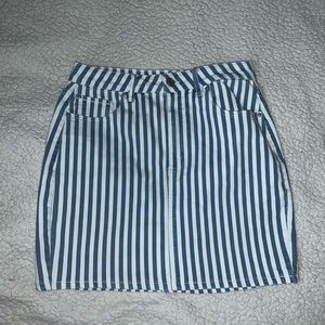 Garage Denim Blue and White Striped Skirt